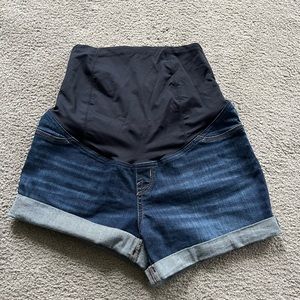 Denim maternity shorts